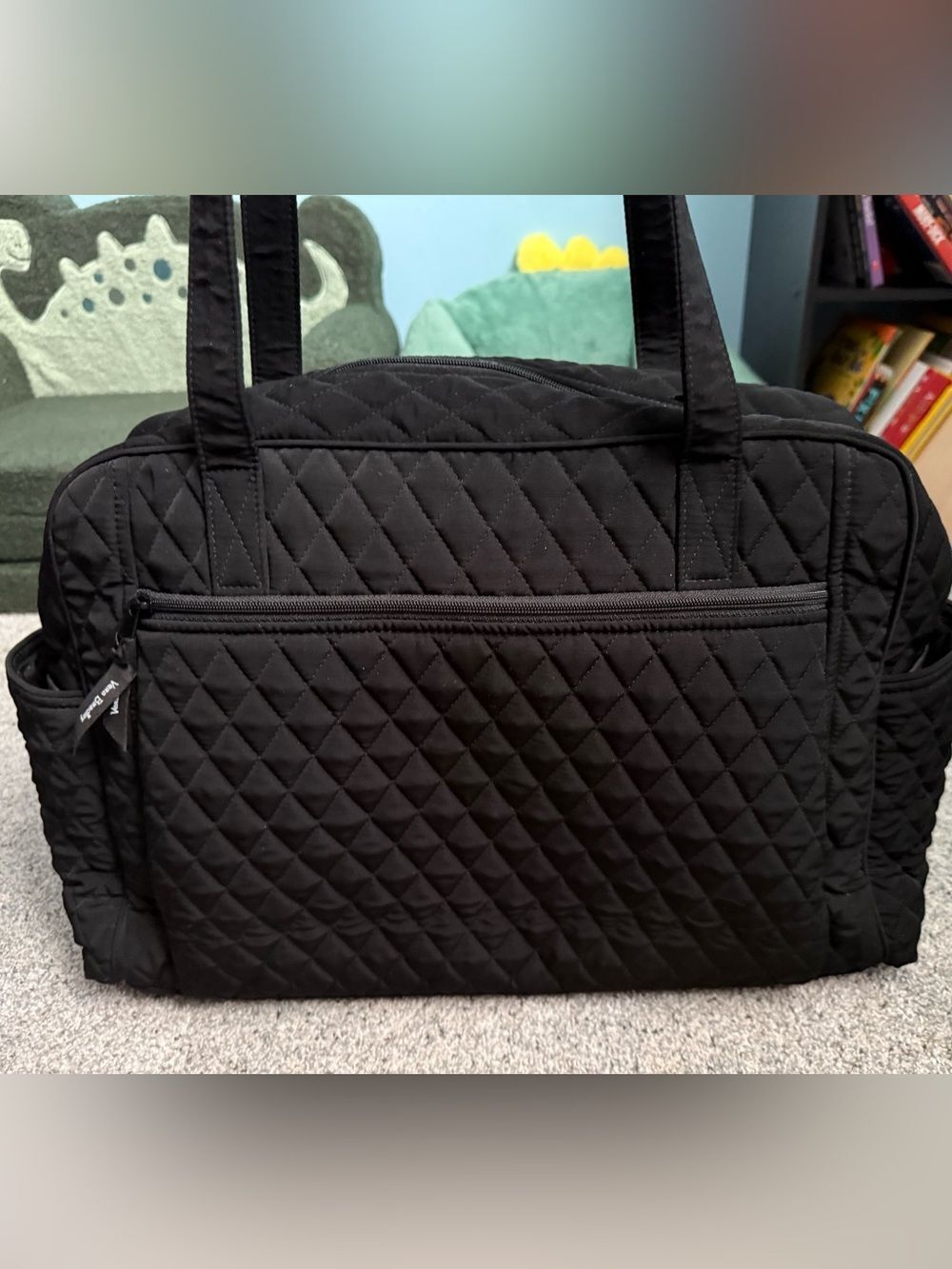 Vera Bradley Quilted Black Baby Bag with attached changing pad